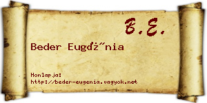 Beder Eugénia névjegykártya